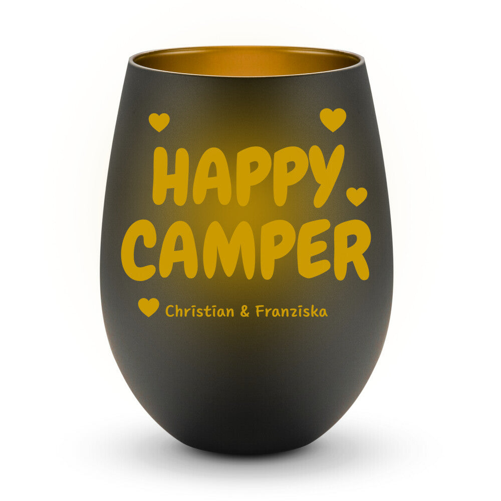 Happy Camper - Personalisiertes Windlicht mit eigenen Namen