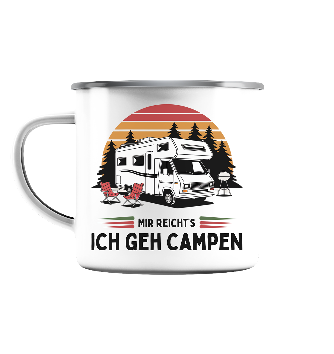 Mir reichts ich geh campen - Emaille Tasse (Silber)