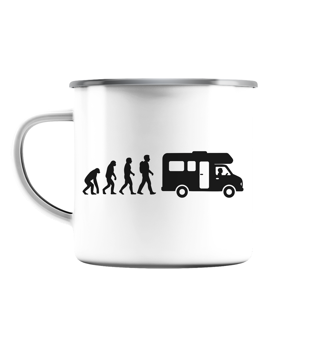 Camper Evolution - Emaille Tasse (Silber)