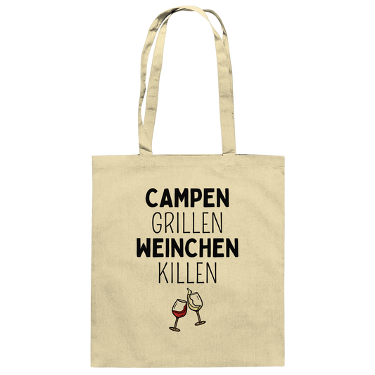 Campen Grillen Weinchen Killen - Baumwolltasche