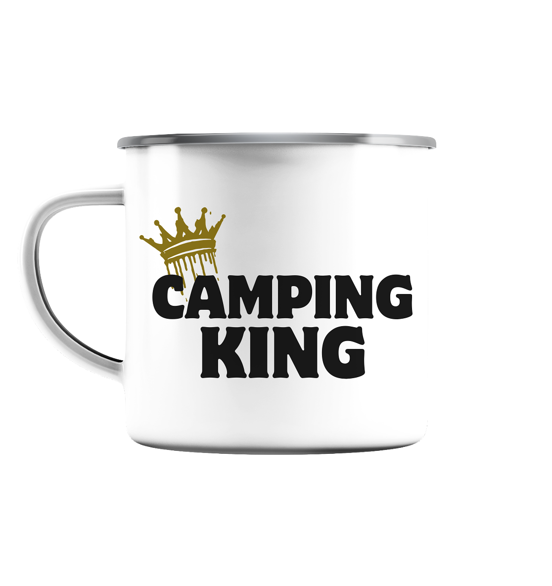 Camping King - Emaille Tasse (Silber)