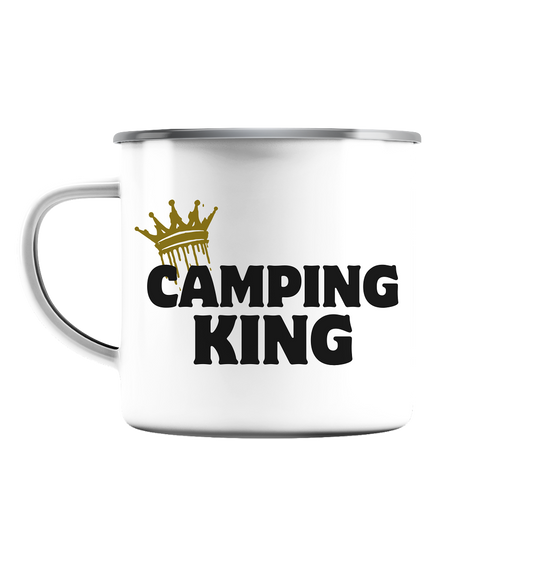 Camping King - Emaille Tasse (Silber)