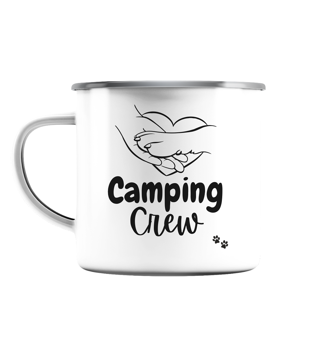 Camping Crew - Hundepfote - Mit eigenen Namen - Emaille Tasse (Silber)
