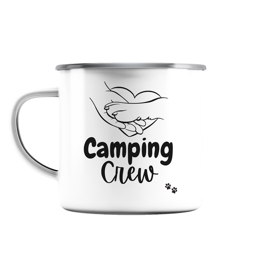 Camping Crew - Hundepfote - Mit eigenen Namen - Emaille Tasse (Silber)