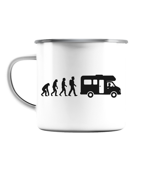 Camper Evolution - Emaille Tasse (Silber)