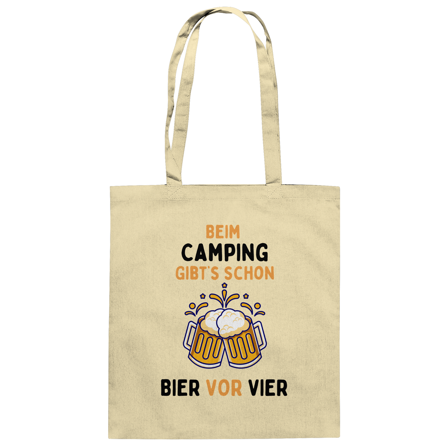 Beim Camping gibt's schon Bier vor Vier - Baumwolltasche
