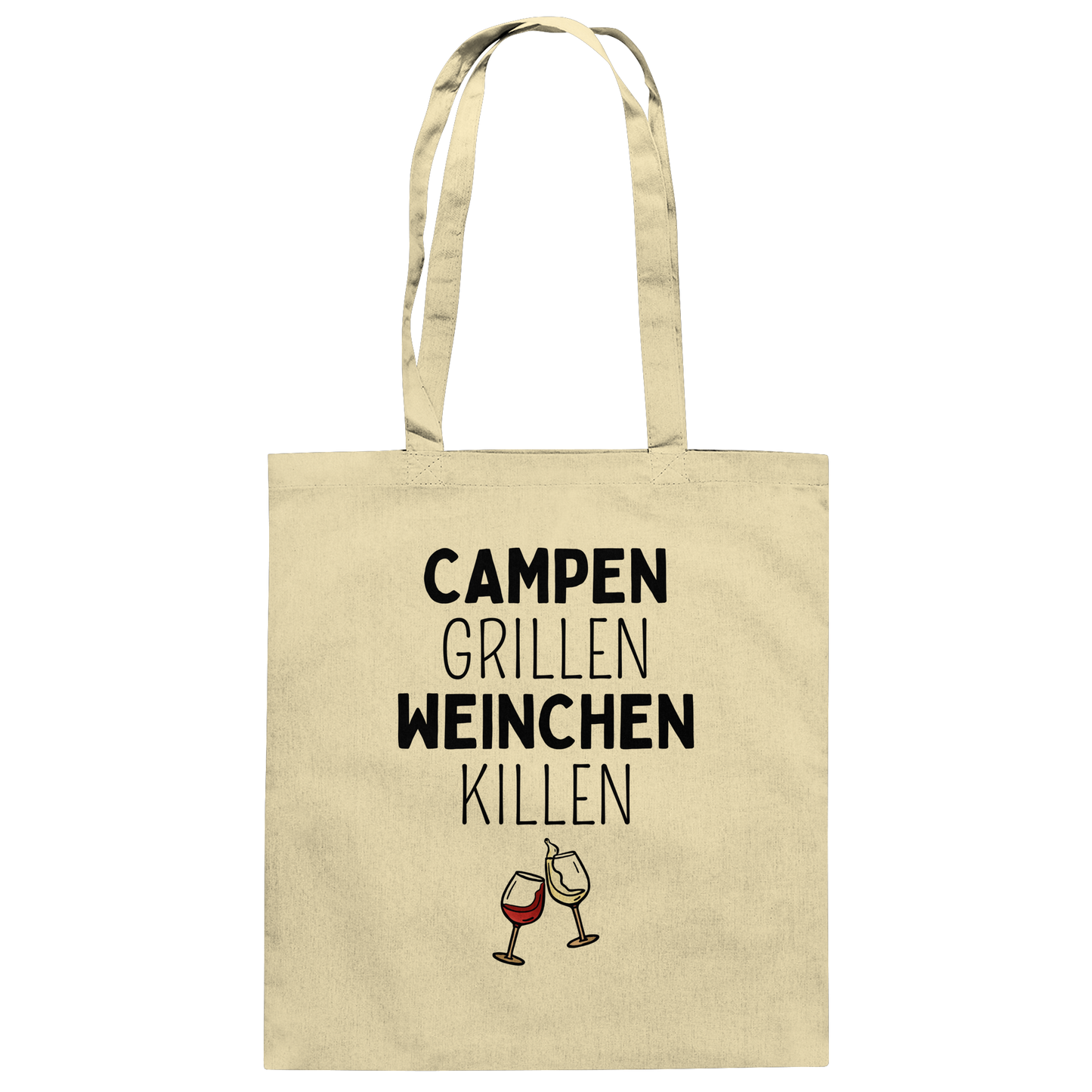 Campen Grillen Weinchen Killen - Baumwolltasche